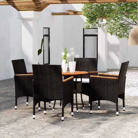 vidaXL - 5-delige - Tuinset - poly - rattan - zwart