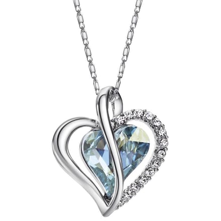 Victorious Dames Ketting – Blue Amour Kristal – Zilverkleurig/Blauw – 47cm