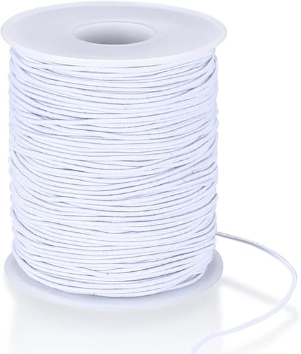 Elastische draad, 1 mm x 100 m elastisch kralenkoord, elastiek, kralendraad, elastisch koord voor doe-het-zelf halskettingen, armbanden, handwerk, sieraden maken, wit