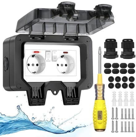 Buitenstopcontact - Buitenstopcontacten Waterdicht - Tuincontactdoos - Zwart