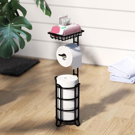 Toiletbutler - Toiletrolhouder Staand - Zwart