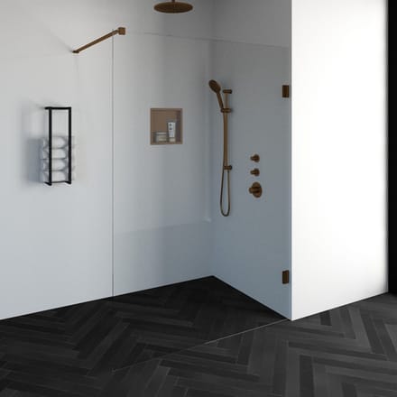 Brauer Void inloopdouche helder glas 140x200 incl. glascoating PVD koper geborsteld