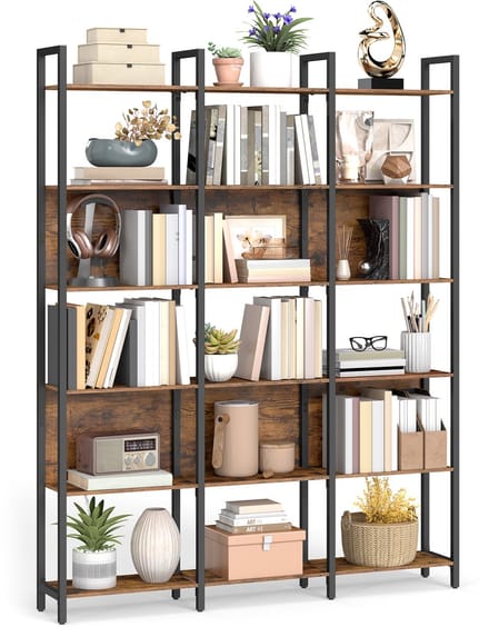VASAGLE - Boekenkast - Met 6 Open Planken - Stabiel Stalen Frame - Industrieel Design