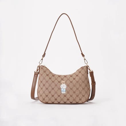 Moon-shaped handbag - handtas - Beige monogram - Teddybeer - B-loved
