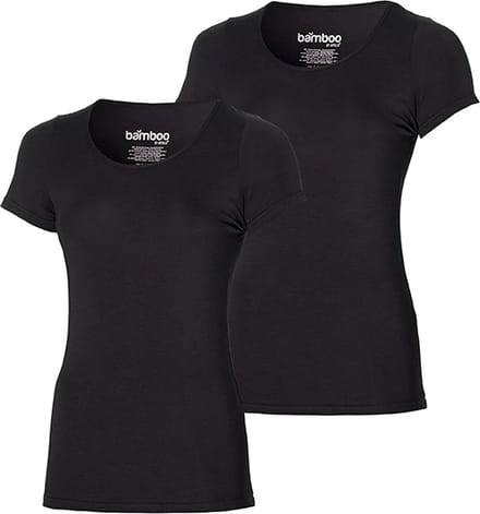 Bamboo T-shirts women basic 2 pak black ronde hals-maat S
