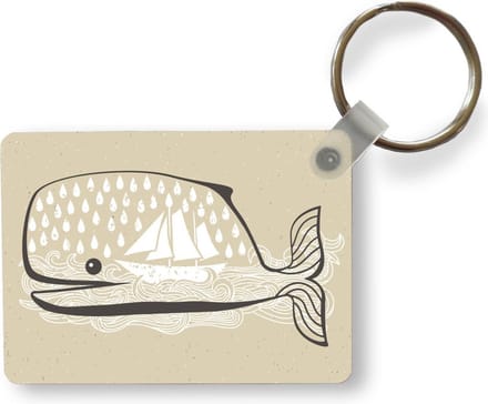 Sleutelhanger - Illustratie van een walvis met versiering - Uitdeelcadeautjes - Plastic