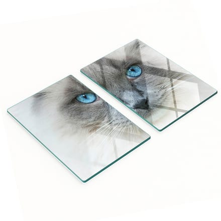 Set van twee glazen snijplanken met kattenogen, 2x40x52 cm