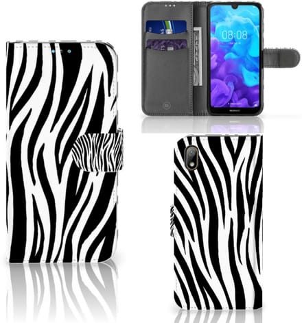 Huawei Y5 (2019) Telefoonhoesje met Pasjes Zebra