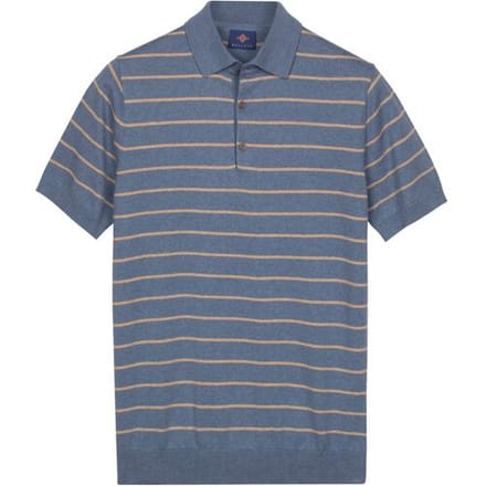 Baileys Polo Knitted Breton Stripe Pattern Riviera Blue / male