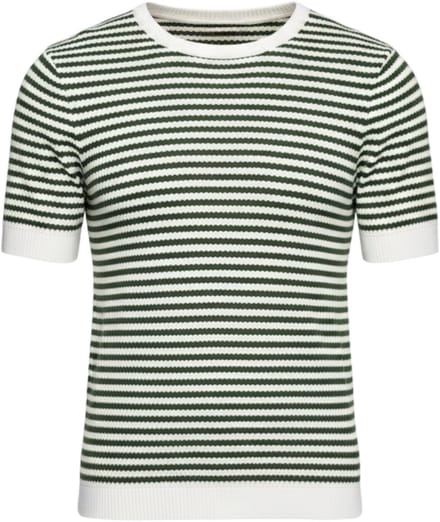 OMBRE T-shirt - Viscose - Korte Mouw - Gestreept Olijf M