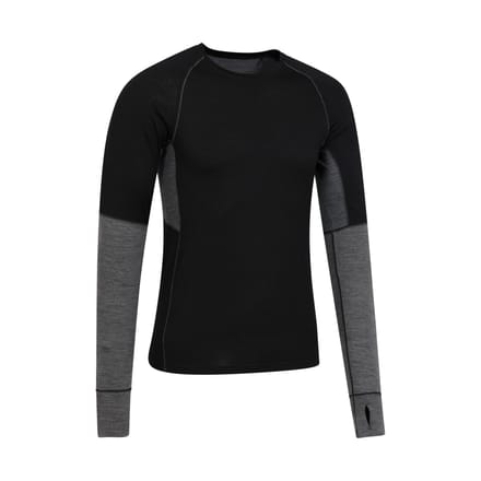 Mountain Warehouse Heren Ultra Merino Wol Ronde Hals Base Layer Top (Zwart)