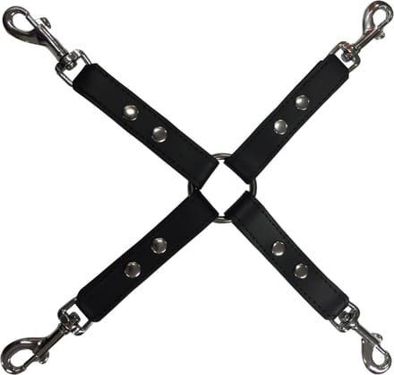 Kiotos Leather - Hogtie Bondage Riem Met Studs En Karabijnhaken - Zwart