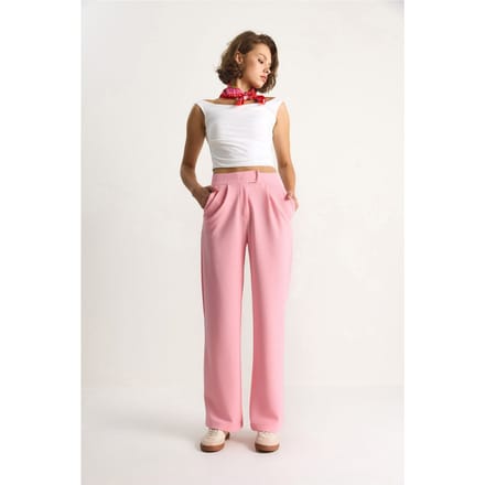 Hoge Taille Wijde Pijpen Geplooide Broek