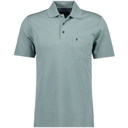 Ragman Polo Softknit Fine Jacquard Pattern Mint Melange / male