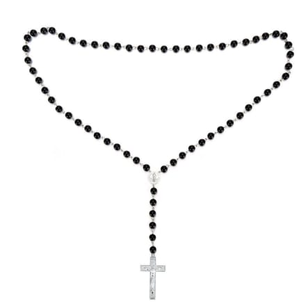 Fako Bijoux® - Rozenkrans Ketting - Glas - Zwart - 8mm