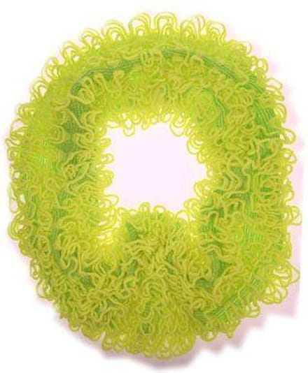 Sjaal met franjes fluor geel 160 x 20 cm.