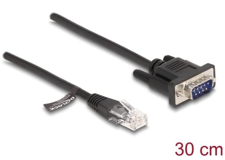 Delock 88008 RJ45 / Serieel Netwerkkabel, patchkabel Kabel 0.30 m Zwart Voor consolepoort (router/switch) 1 stuk(s)