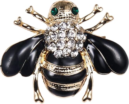 Fako Bijoux® - Broche - Bij - Bee - Kristal - 31x24mm - Zwart