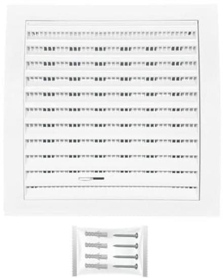 Ventilatierooster Vierkant - Afdekking Ventilatie - Luchtstroom Reguleren - Met Insectenwering - 190 x 190 mm - Wit