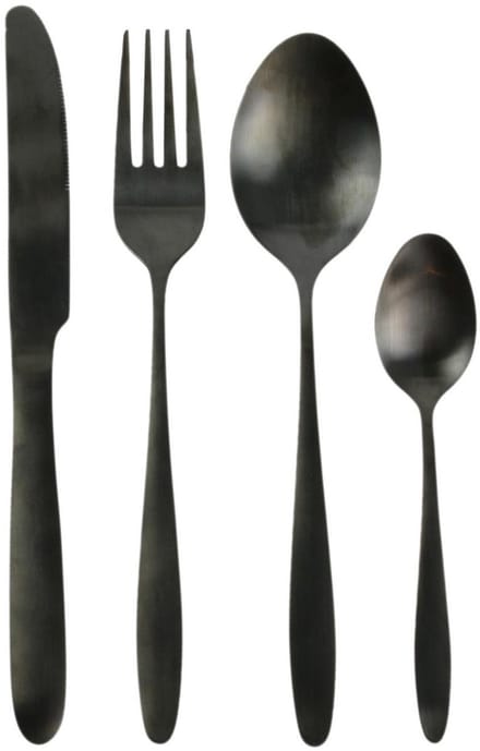 Home Deco Factory Bestekset Tableware Collection - 16 delig - zwart - RVS - 4 personen