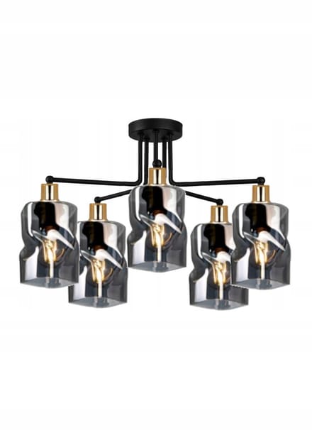 Hanglamp LORD 8-300 Zwart Goud E27 5x60W