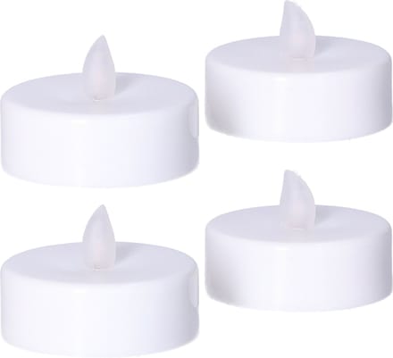 Anna's Collection Grote LED theelichtjes - 4x - wit - D6 x H4,5 cm - timer - waxinelichtjes - kaarsen