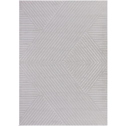 Sahara Vloerkleed – Zilver – Diagonaal Lijnenspel – Laagpolig & Modern – 80x250 cm