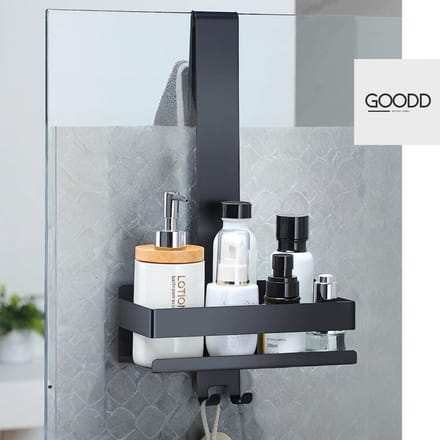 GOODD® - Doucherek - Doucherekjes hangend - Zwart - Anti kras - Rvs