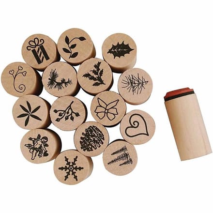 Deco Art Stempels, Kerst, H: 26 mm, d 20 mm, 15 stuk/ 1 doos