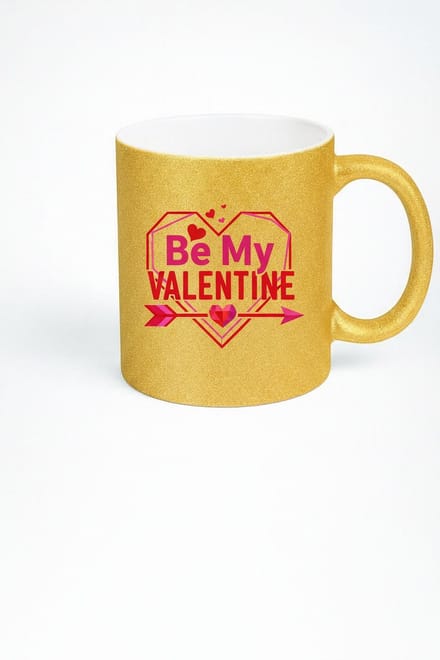 Gouden Glitter Mok "Be My Valentine" - Romantisch Valentijn Cadeau