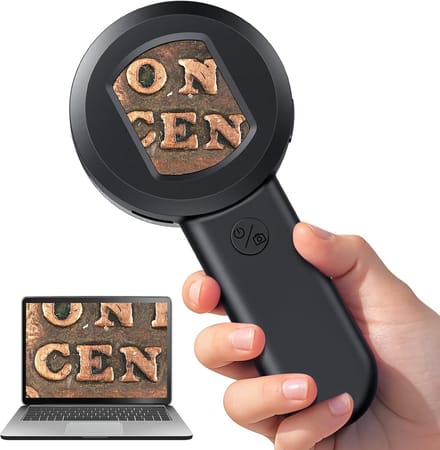 Daity Handmicroscoop — 100x Leesloep — Digitale microscoop met 2-inch scherm — Muntenloep met witte/UV-verlichting — Compatibel met Windows/Mac-systemen