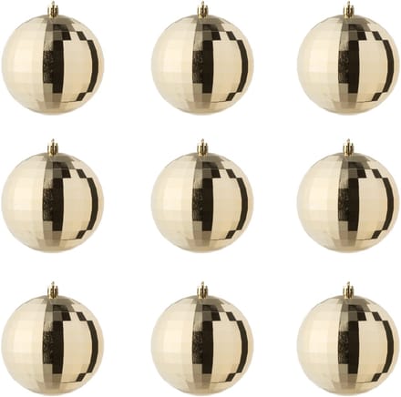 J-Line kerstbal Disco - kunststof - goud - doos van 9
