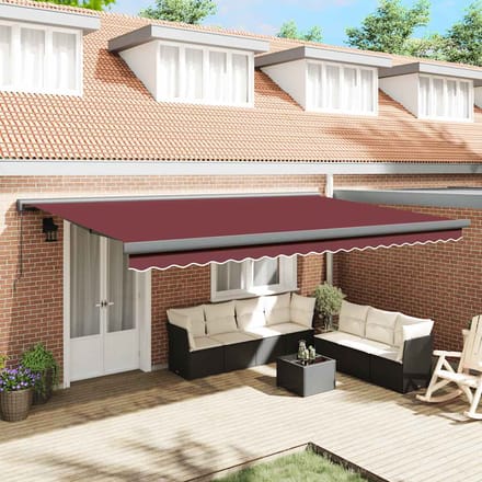 vidaXL - Luifel - handmatig - uittrekbaar - 500x300 - cm - bordeauxrood