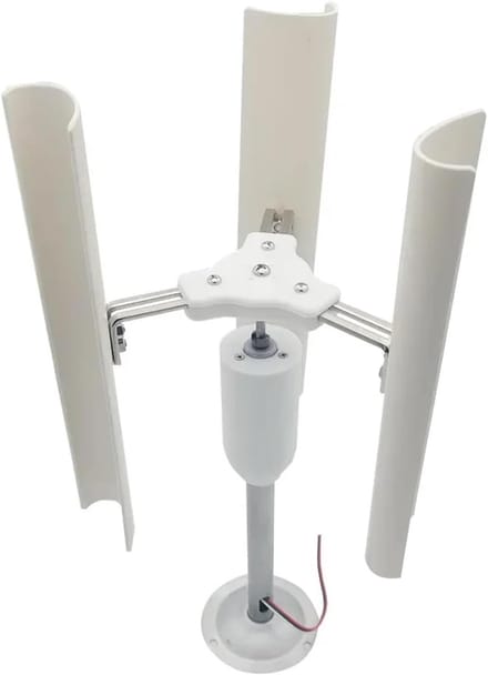 Windturbine Model - Verticale As - Energie Leren - Drie Fase Generator - 42 cm Hoog - Zilverkleurig