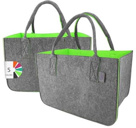 Grote Vilten Shopper - Inklapbare Boodschappentas 30 Liter - Donkergrijs/Zwart