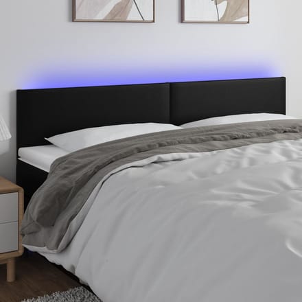 vidaXL - Hoofdbord - LED - 180x5x78/88 - cm - kunstleer - zwart
