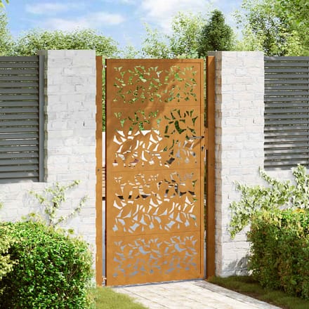 vidaXL - Poort - met - bladontwerp - 100x175 - cm - weervast - staal