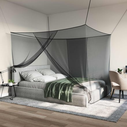 vidaXL - Muggennet - voor - bed - 3 - st - 156 - mesh - Zwart - 220 - x - 150 - x - 180 - cm