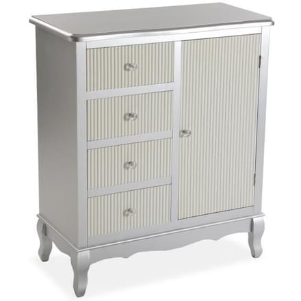 Chiffonnier - VERSA - Siena - 70x33x81,5 cm - MDF mélaminé - Argent et blanc blanc