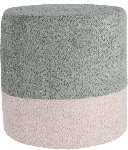 Home & Styling Bouclé Poef - Ø35xH34cm - Grijs/Beige