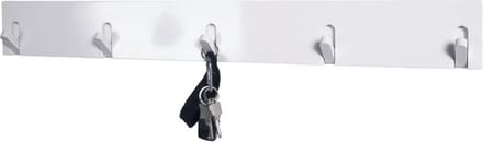 Wandkapstok – Wit hoogglans MDF – Inklapbare haken – 82x2x10 cm – Modern en ruimtebesparend