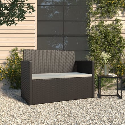 vidaXL - Tuinbank - met - kussens - 105 - cm - poly - rattan - zwart