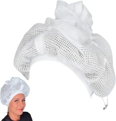 Net plopper kap - Krullend haar - Haar drogen - Verstelbaar trekkoord - 30 x 45 cm - Wit