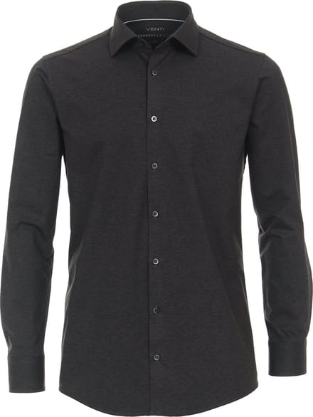 VENTI modern fit overhemd - jersey - antraciet - Strijkvriendelijk - Boordmaat: 42