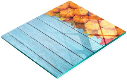 Decoratieve glazen snijplank met pompoenmotief, hout, 60x52 cm