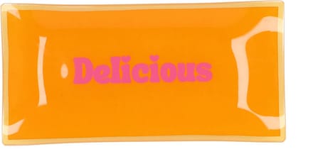 Daan Kromhout - Glas - Bord - Glazen Bordje - Delicious - Oranje - 20 x 10 cm