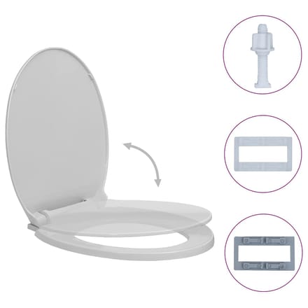 Siège de toilette avec mécanisme de fermeture douce Gris clair Ovale