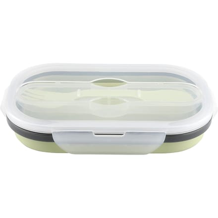 Voedselkwaliteit Silicone Opvouwbare Lunchbox Draagbare Rechthoekige Voedselbewaarcontainer (Groen) white