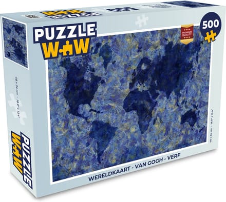 Puzzel Wereldkaart - Van Gogh - Verf - Legpuzzel - Puzzel 500 stukjes
