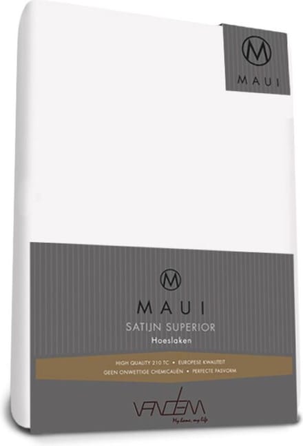 Maui - Van Dem -  satijn hoeslaken de luxe 90 x 200 cm wit
